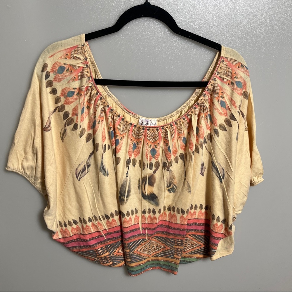COPY - Fiona & purple o women's blouse yellow tribal off shoulder cover top shi…